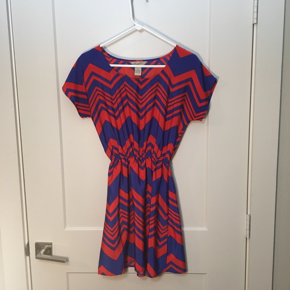 Short striped red and blue dress
